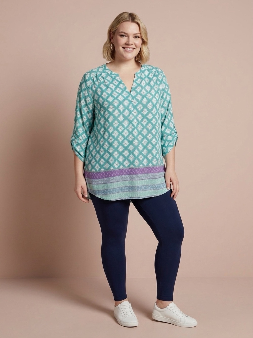 Patterned Green and Purple Women's Top
